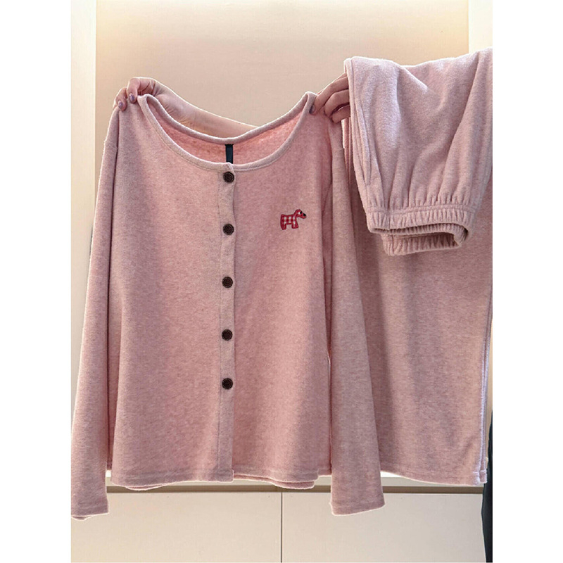 Set de pijamale cu imprimare dachshund, fleece german, grosime 201-250 g/m², guler Turn-down, mâneci lungi