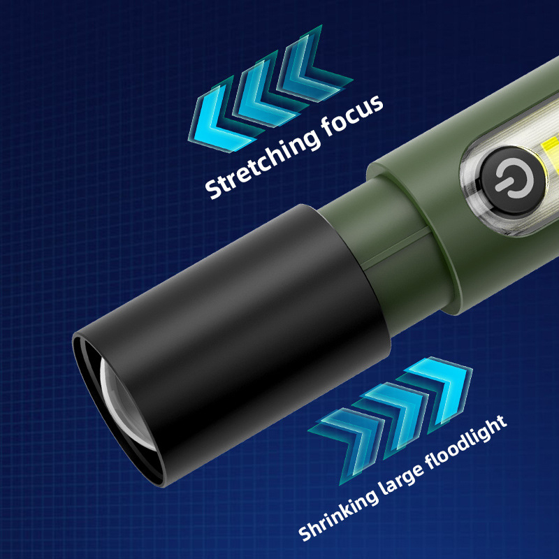 Lanternă LED reîncărcabilă, 800 mAh la 3.7V, carcasă ABS, rază maximă 200–500 m, rotație la 360°