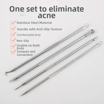 Sada 4 kovových nástrojov na vytláčanie vyrážok z nehrdzavejúcej ocele – model H091, značka Super Shi Tong