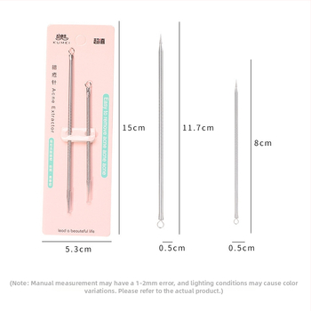 Sada ihiel na akné z nehrdzavejúcej ocele s dvojitou hlavou – nástroj na čistenie tváre a odstraňovanie čiernych bodiek, model F0255