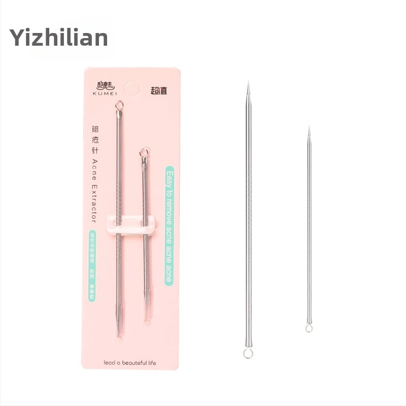 Sada ihiel na akné z nehrdzavejúcej ocele s dvojitou hlavou – nástroj na čistenie tváre a odstraňovanie čiernych bodiek, model F0255