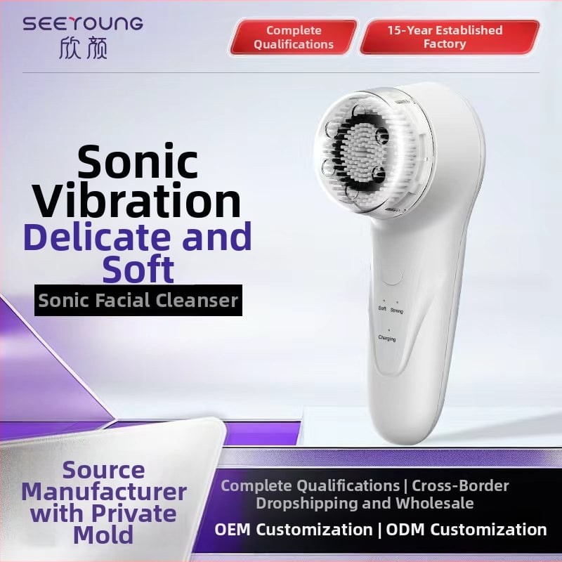 Burros bezdrôtové nabíjanie ultrazvuková čistiaca kefka na tvár s vibráciou, vodotesná, čistenie pórov