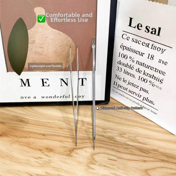 Snow Mary séria set akné ihly a presných pinziet s nakloneným klipom — nerezová oceľ, prenosný