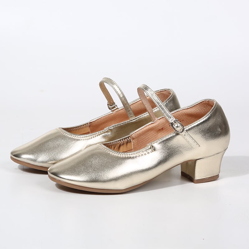 Дамски обувки за квадратни и социални танци, с дебела подметка, подходящи за всички сезони, горен материал синтетична кожа, подметка от говежа кожа