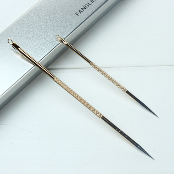 Sada akné ihiel s dvojitým koncom, nerezová oceľ, v železnej krabičke — Fangling age