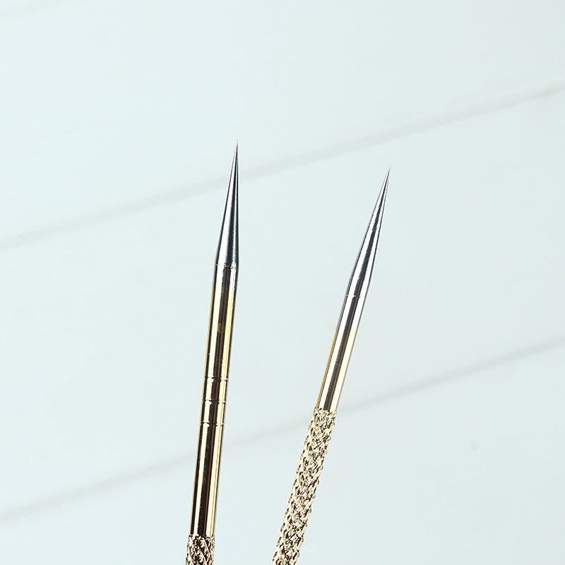 Sada akné ihiel s dvojitým koncom, nerezová oceľ, v železnej krabičke — Fangling age