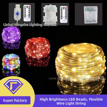 LED reťaz s koženým káblom pre vonkajšie použitie (20 LED, IP65, napájanie batériou, diaľkové ovládanie, ≤36V)