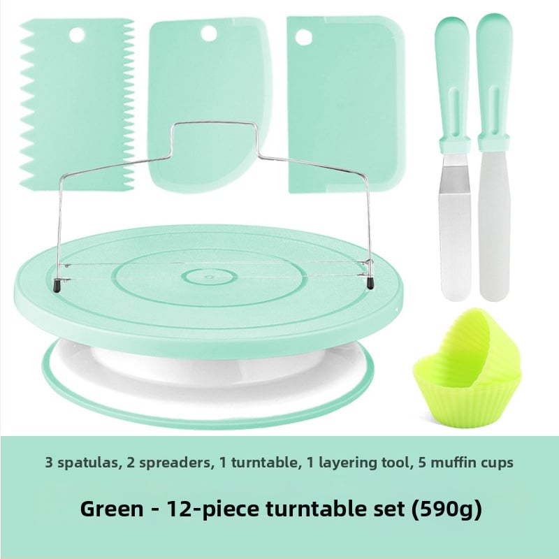 Set na zdobenie tort s otočnou podložkou – nerezová oceľ, nepravidelný tvar; 207 dielov; zahŕňa zdobiace trubičky, vrecká, špachtle a formy na muffin; značka qiao; uvedené v roku 2025
