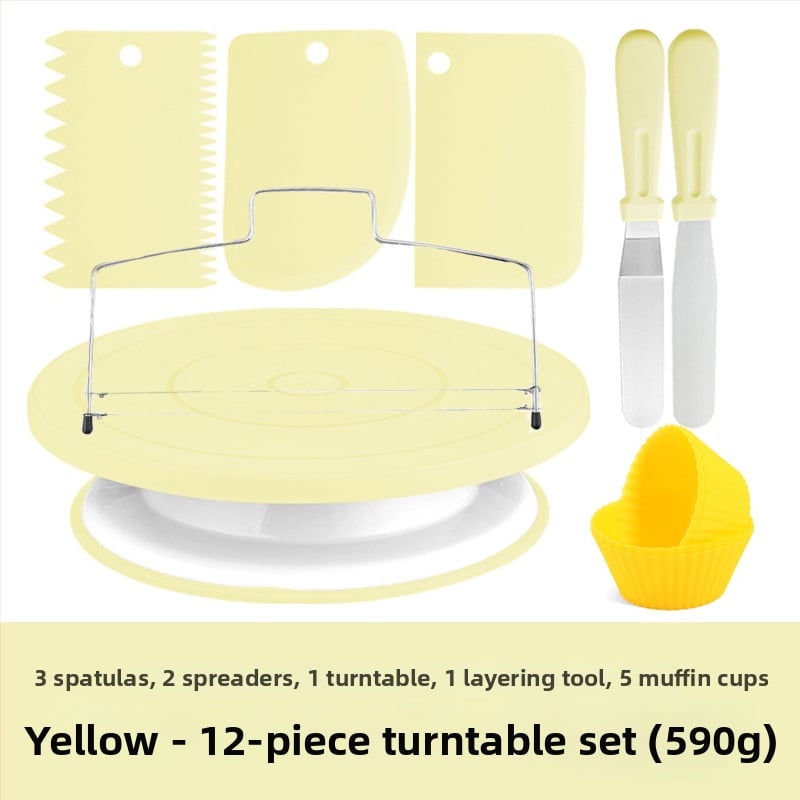 Set na zdobenie tort s otočnou podložkou – nerezová oceľ, nepravidelný tvar; 207 dielov; zahŕňa zdobiace trubičky, vrecká, špachtle a formy na muffin; značka qiao; uvedené v roku 2025