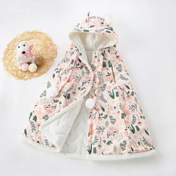 Quilt za bebe: kapuljača za vjetar i toplina za jesen/zimu, s cvjetnim uzorkom, tkanina 100% pamuk, punilo pamuk, pogodan za djecu od 1 do 3 godine.