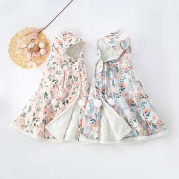 Quilt za bebe: kapuljača za vjetar i toplina za jesen/zimu, s cvjetnim uzorkom, tkanina 100% pamuk, punilo pamuk, pogodan za djecu od 1 do 3 godine.