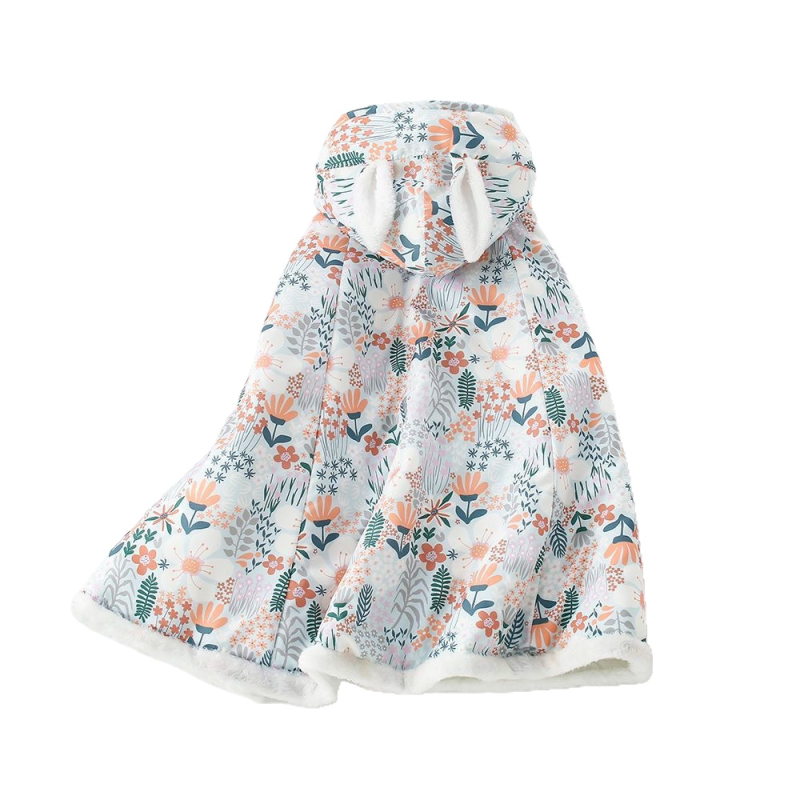 Quilt za bebe: kapuljača za vjetar i toplina za jesen/zimu, s cvjetnim uzorkom, tkanina 100% pamuk, punilo pamuk, pogodan za djecu od 1 do 3 godine.