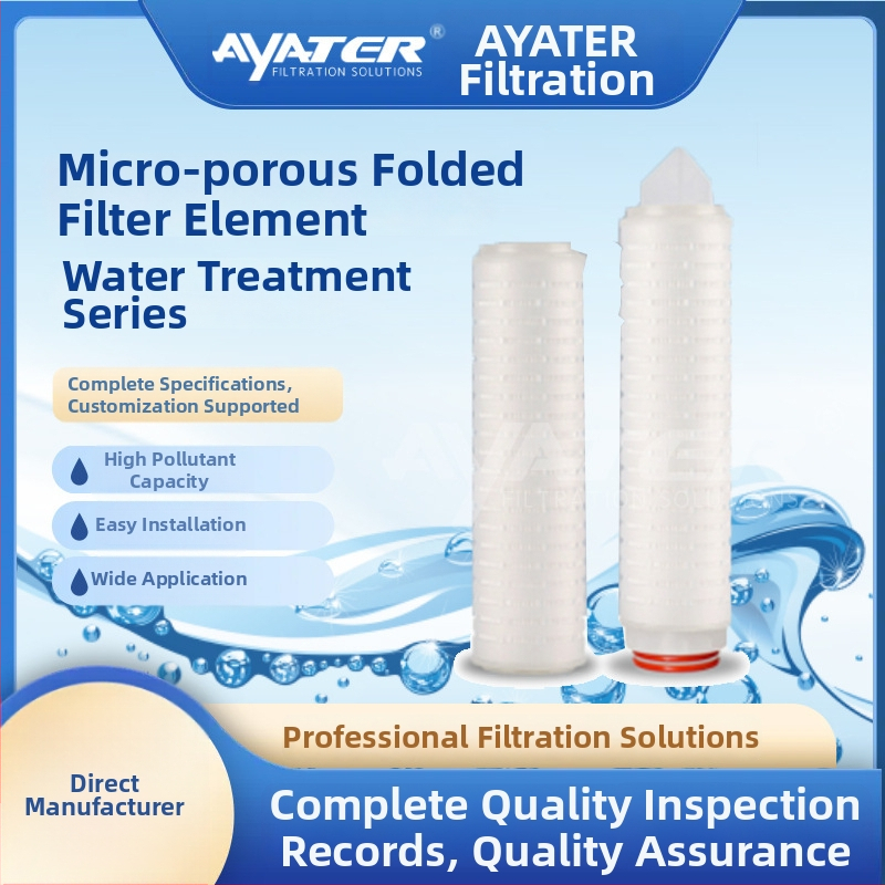 Στοιχείο φίλτρου με πτυσσόμενο πολυπροπυλένιο μικροπορώδες, τριγωνικό ακρο, πόρος 0.22um, διεπαφή 222