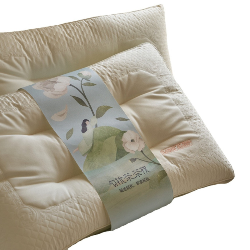 Lateksinė pagalvė su arbatos polifenolio kvapu kaklo palaikymui, stačiakampio formato, natūralus lateksas, latekso turinys virš 90%, branduolys: 80% regeneruotos pluošto + 20% arbatos polifenolių