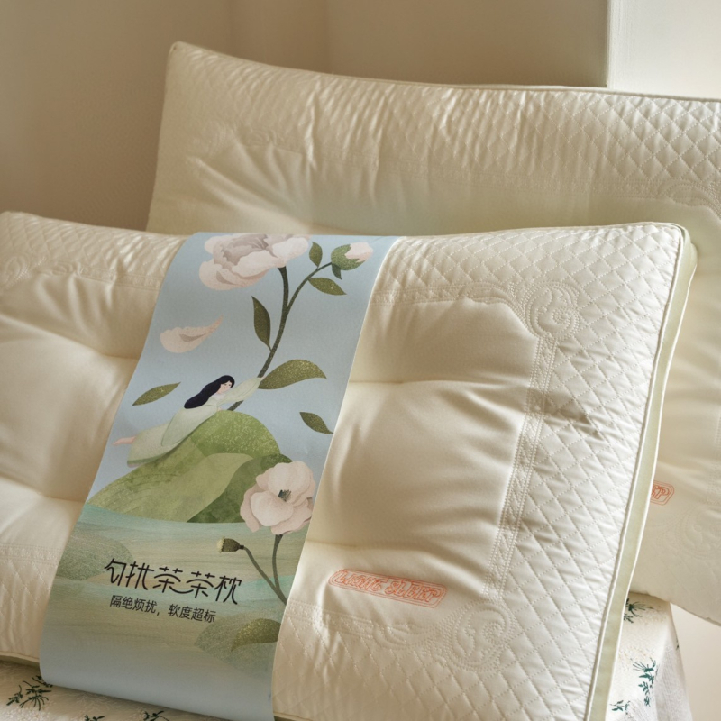 Lateksinė pagalvė su arbatos polifenolio kvapu kaklo palaikymui, stačiakampio formato, natūralus lateksas, latekso turinys virš 90%, branduolys: 80% regeneruotos pluošto + 20% arbatos polifenolių