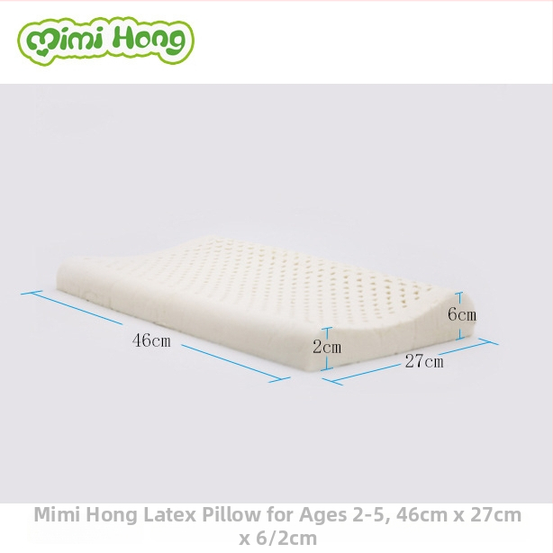 Detská vankúš z prírodného latexu, obdĺžnikový tvar, s oporou pre krk, bavlnený povrch, obsah latexu 90%+
