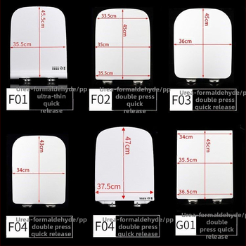 Štvorecný kryt na záchod, hrubší a odolný, s výplňou, nastaviteľná vzdialenosť montážnych otvorov 10–18 mm, materiál: močovina-formaldehydová živica