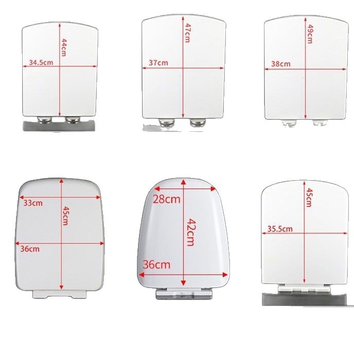 Štvorecný kryt na záchod, hrubší a odolný, s výplňou, nastaviteľná vzdialenosť montážnych otvorov 10–18 mm, materiál: močovina-formaldehydová živica