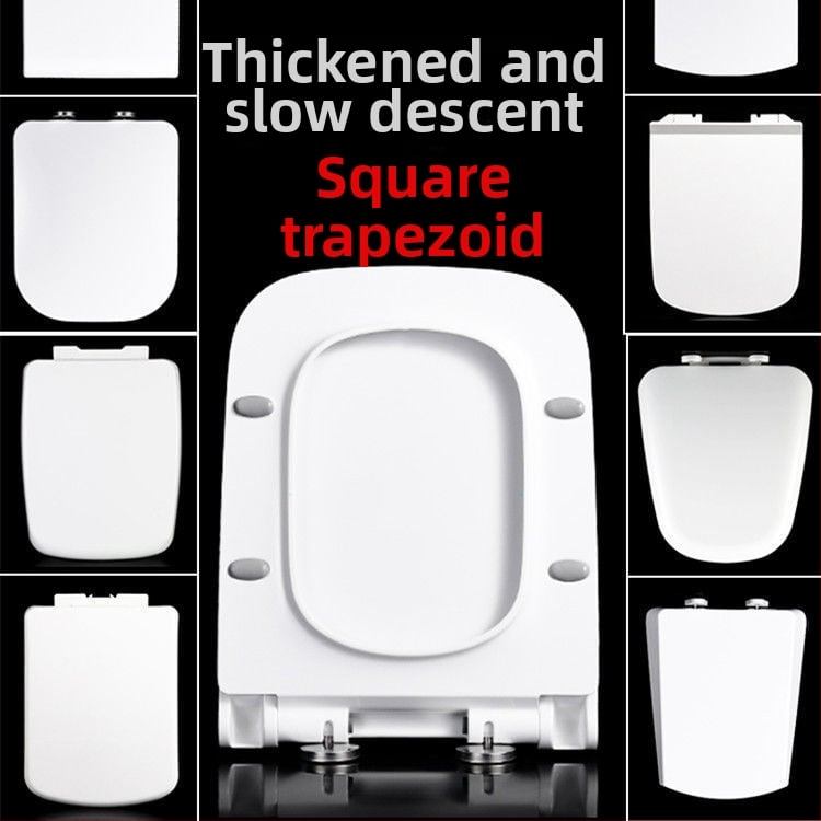 Štvorecný kryt na záchod, hrubší a odolný, s výplňou, nastaviteľná vzdialenosť montážnych otvorov 10–18 mm, materiál: močovina-formaldehydová živica