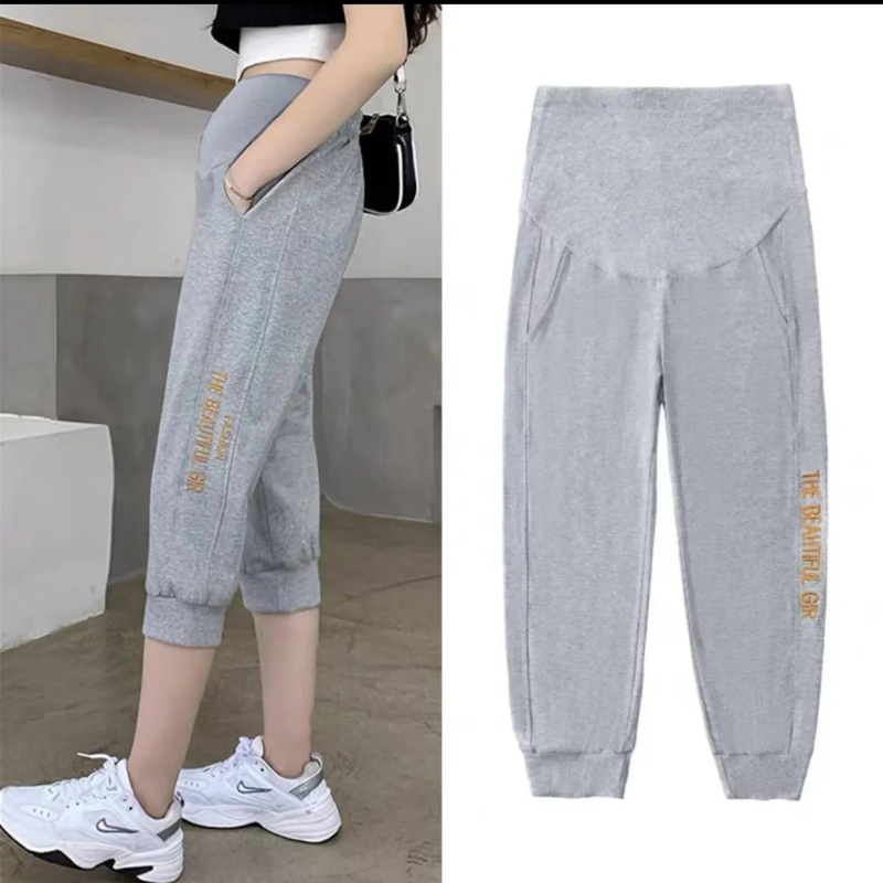 Tehotenské bavlnené cropped legíny s oporou brucha, voľný strih, 90–95% bavlna, jar 2025