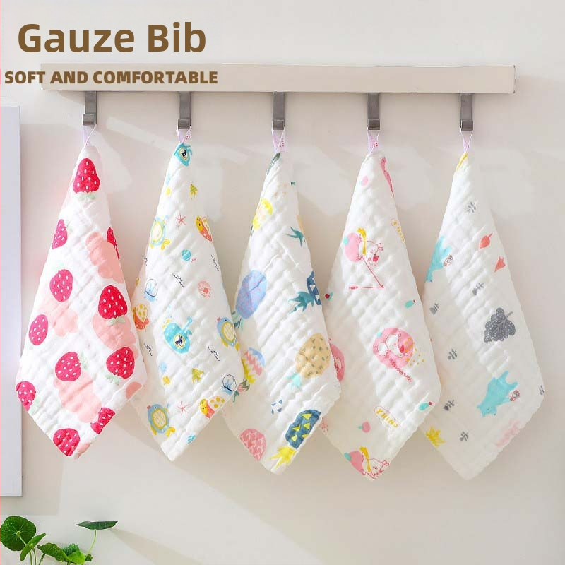 Beebi marliline kvadratro dvielis, 40-count puuvill, kammitud lõng, 25 g, joonis loomade ja lilledega