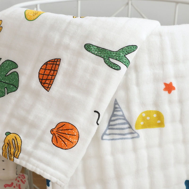 Detský štvorcový gázy uterák, 40-count bavlna, tkané combed vlákno, 25 g, vzor s zvieratami a kvetmi