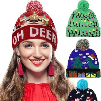 Pălărie de Crăciun tricotată cu LED - SD-1225-032, Stil European și American, Decor de Crăciun, Unisex pentru copii