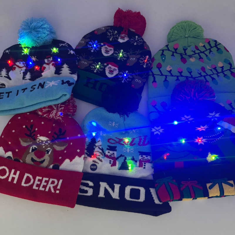 Pălărie de Crăciun tricotată cu LED - SD-1225-032, Stil European și American, Decor de Crăciun, Unisex pentru copii