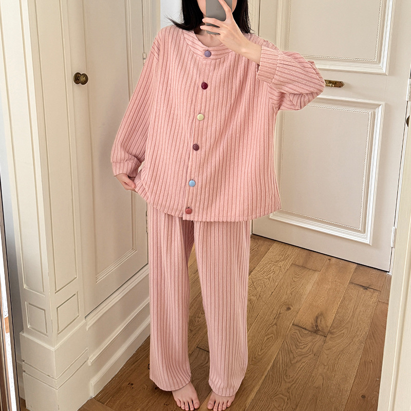 Set din catifea pentru femei: haine de casă casual în stil cardigan, țesătură groasă, pantaloni lungi