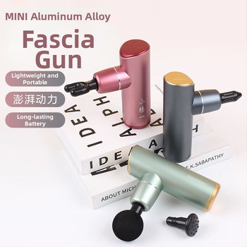 Mini prenosný fascia gun, bezkefový motor, 4 masážne hlavy, 4. stupeň, 2800 RPM