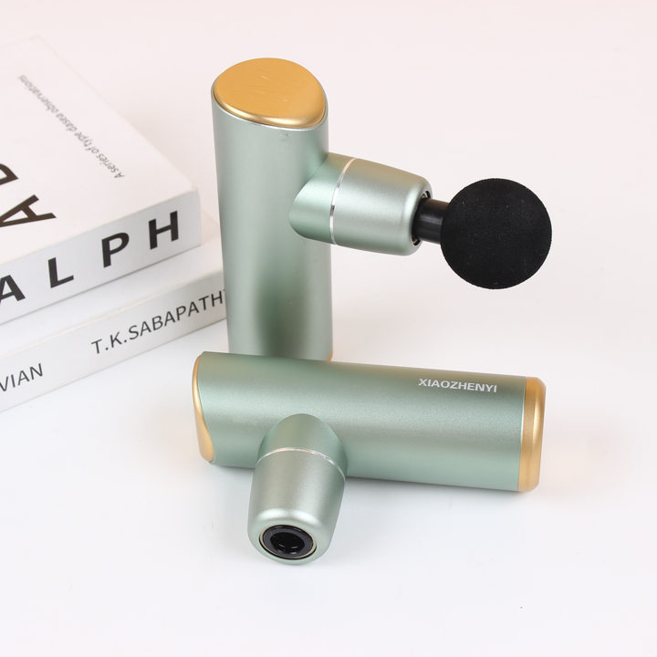 Mini prenosný fascia gun, bezkefový motor, 4 masážne hlavy, 4. stupeň, 2800 RPM