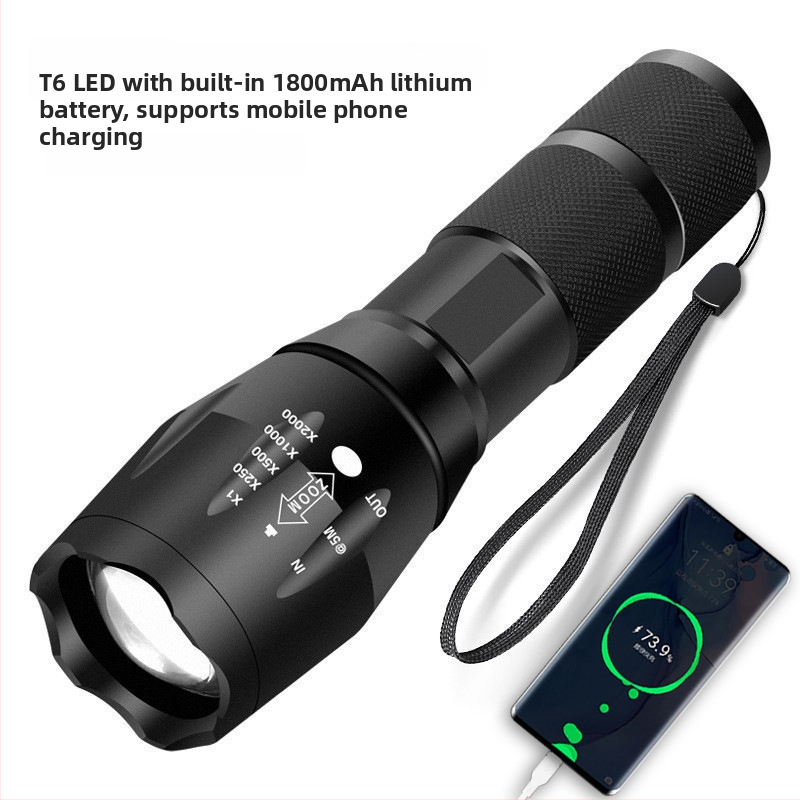 T6 LED baterka, USB nabíjateľná, 10W, 1800mAh, 360° otáčanie