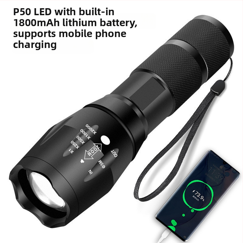 T6 LED baterka, USB nabíjateľná, 10W, 1800mAh, 360° otáčanie
