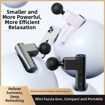 Mini tichý fasciálny masážny prístroj s LCD – 5+ úrovní rýchlosti, 4 hlavice, vstavaná batéria 1200–2000 mAh, hluk 36–45 dB