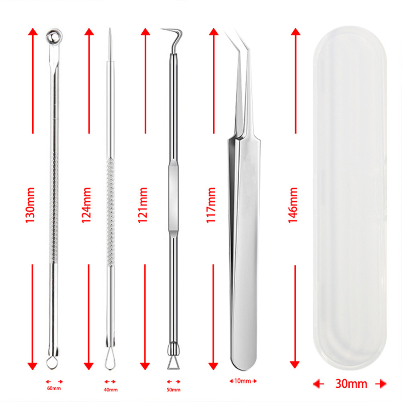 Sada 4 nerezových ihiel na akné pre odstraňovanie čiernych bodiek