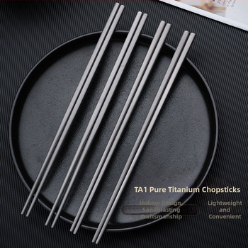 Ti·walker štvorcové jedálenské paličky z čistého titánu – čistý titán, odolné voči plesniam, protišmykové, proti popáleninám, dutá izolácia, prenosné na kempovanie