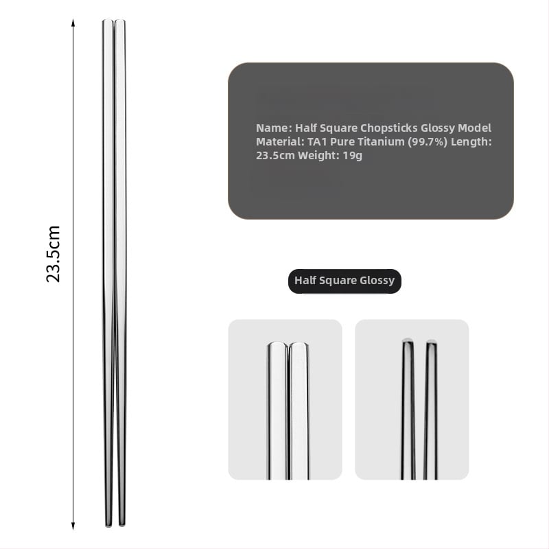 Ti·walker štvorcové jedálenské paličky z čistého titánu – čistý titán, odolné voči plesniam, protišmykové, proti popáleninám, dutá izolácia, prenosné na kempovanie