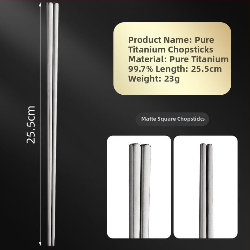 Ti·walker štvorcové jedálenské paličky z čistého titánu – čistý titán, odolné voči plesniam, protišmykové, proti popáleninám, dutá izolácia, prenosné na kempovanie