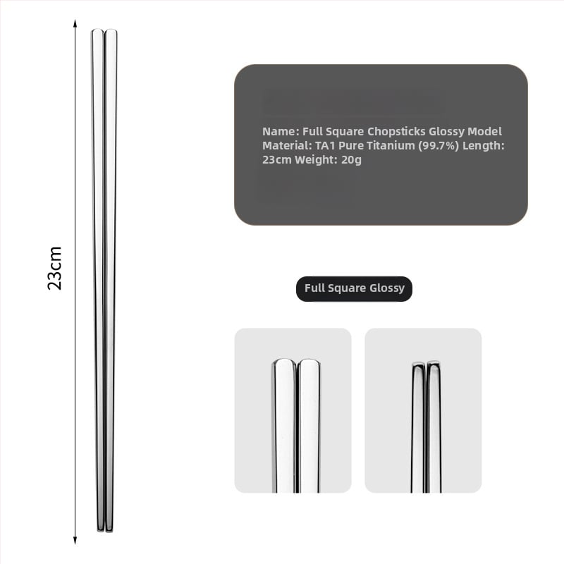 Ti·walker štvorcové jedálenské paličky z čistého titánu – čistý titán, odolné voči plesniam, protišmykové, proti popáleninám, dutá izolácia, prenosné na kempovanie