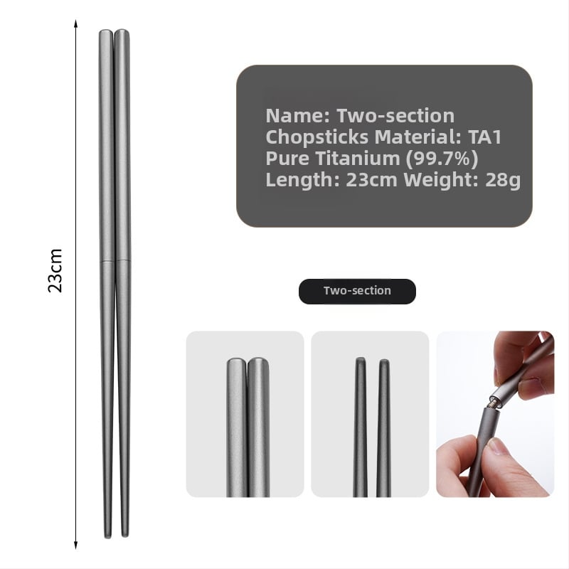 Ti·walker štvorcové jedálenské paličky z čistého titánu – čistý titán, odolné voči plesniam, protišmykové, proti popáleninám, dutá izolácia, prenosné na kempovanie