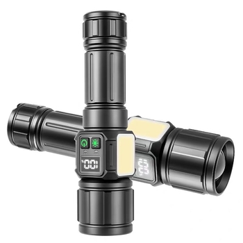 Ručné LED svietidlo 30W, dosah ≥500 m, kompatibilné s batériami 18650/26650 (batéria nie je súčasťou), nabíjanie Type-C.