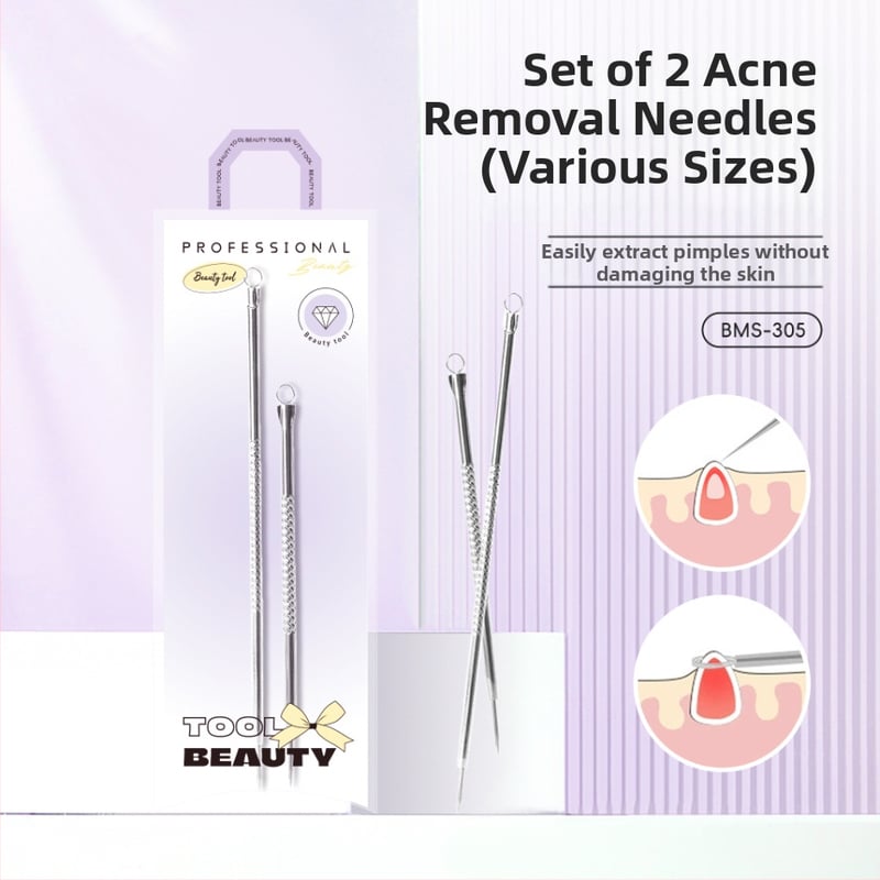 Ihla na akné – Etif; nerezová oceľ; dvojdielna sada; nástroj na čistenie tváre; pre bežných používateľov.