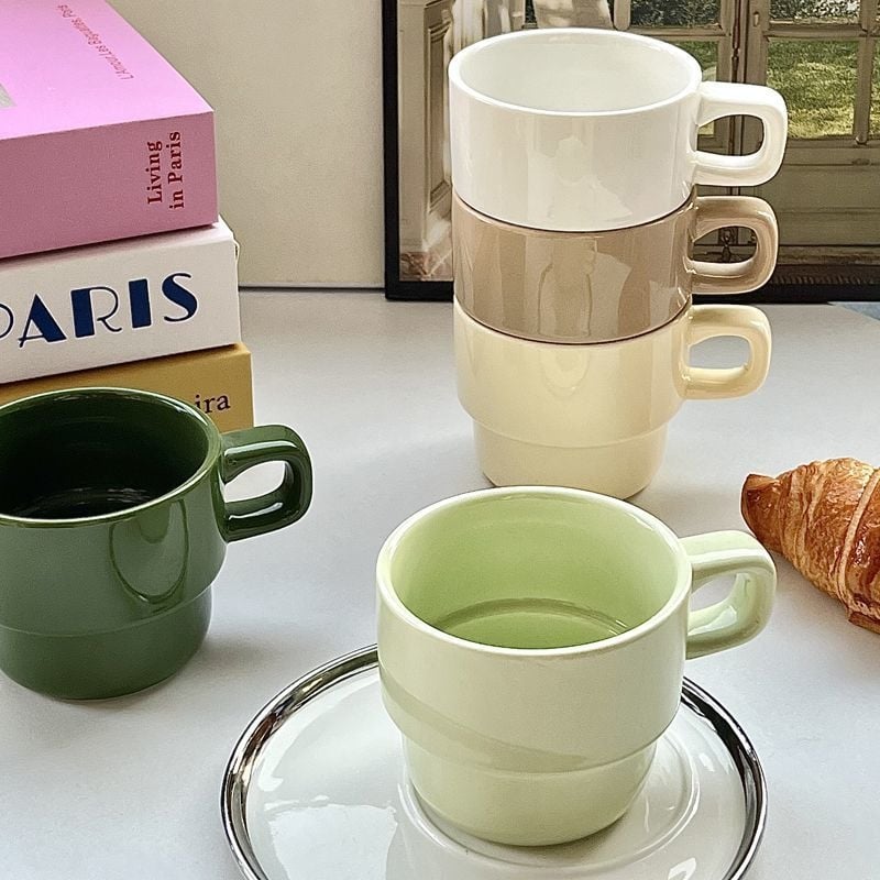 Keramické šálky v kórejskom štýle, skladacie, na čaj, kávu a mlieko