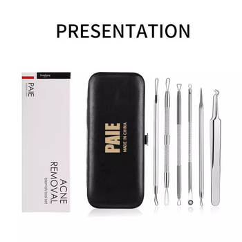 PAIE Sada ihiel na akné – Nerezová oceľ, extrémne ostré špičky, odstraňovanie čiernych bodiek, 3-ročná doba trvanlivosti