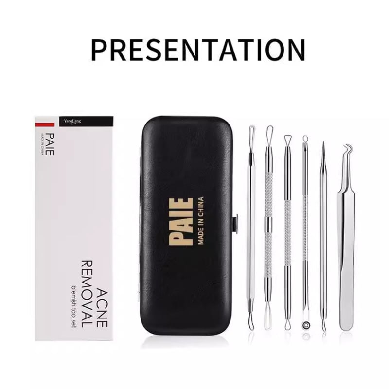 PAIE Sada ihiel na akné – Nerezová oceľ, extrémne ostré špičky, odstraňovanie čiernych bodiek, 3-ročná doba trvanlivosti