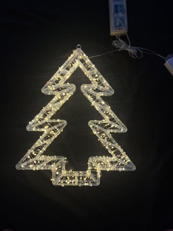 LED meďový drôt vianočný svetelný reťaz vonkajší, stromčekový tvar (1200 výkon; 220V DC; IP44; tlačidkové ovládanie; DC napájanie)