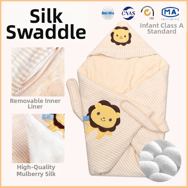 Новородено памучно одеяло с пълнеж от Mulberry коприна — зимно бебешко одеяло, 0.55–1.0 кг, за бебета до 1 година