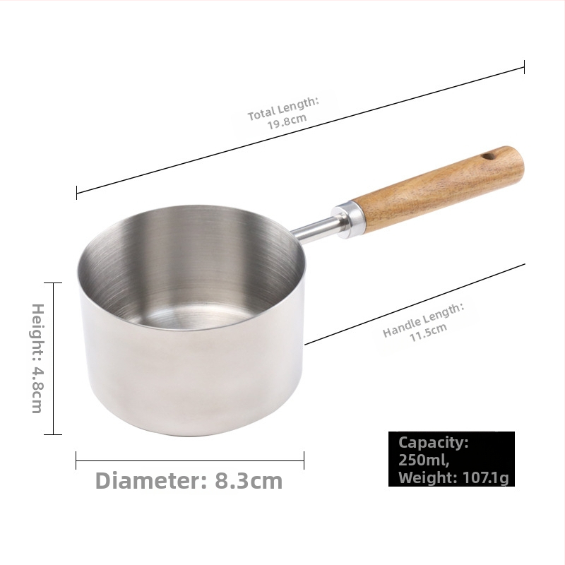 Sada meracích lyžíc z nehrdzavejúcej ocele s drevenou rúčkou, lyžička na kávu so skálou a merací pohár