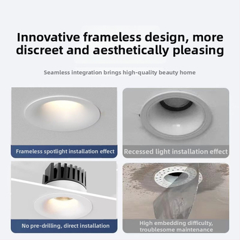 LED zapustený bezrámový oblúkový downlight, 6–10W, 220V, CRI≥90, 3000K/4000K/6000K, hliník