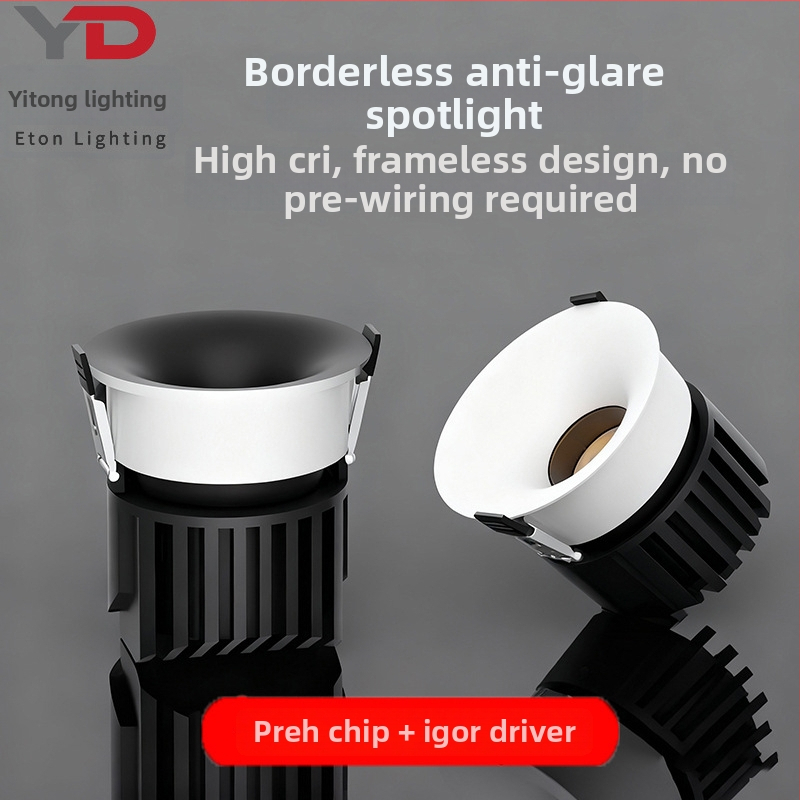 LED zapustený bezrámový oblúkový downlight, 6–10W, 220V, CRI≥90, 3000K/4000K/6000K, hliník